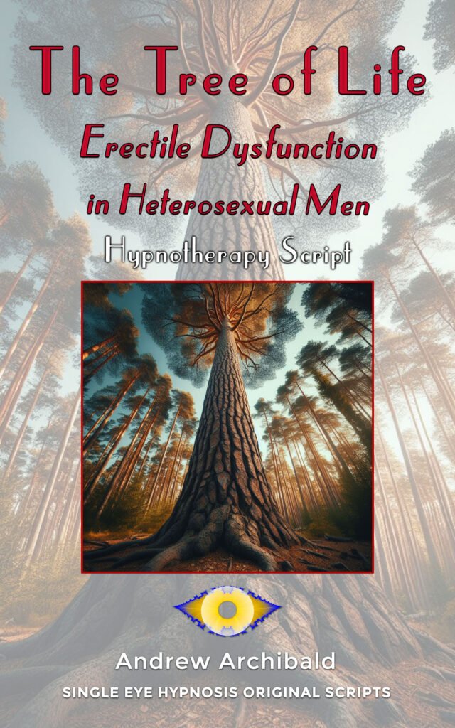Cover graphic for hypnotherapy script addressing erectile dysfunction in heterosexual men.