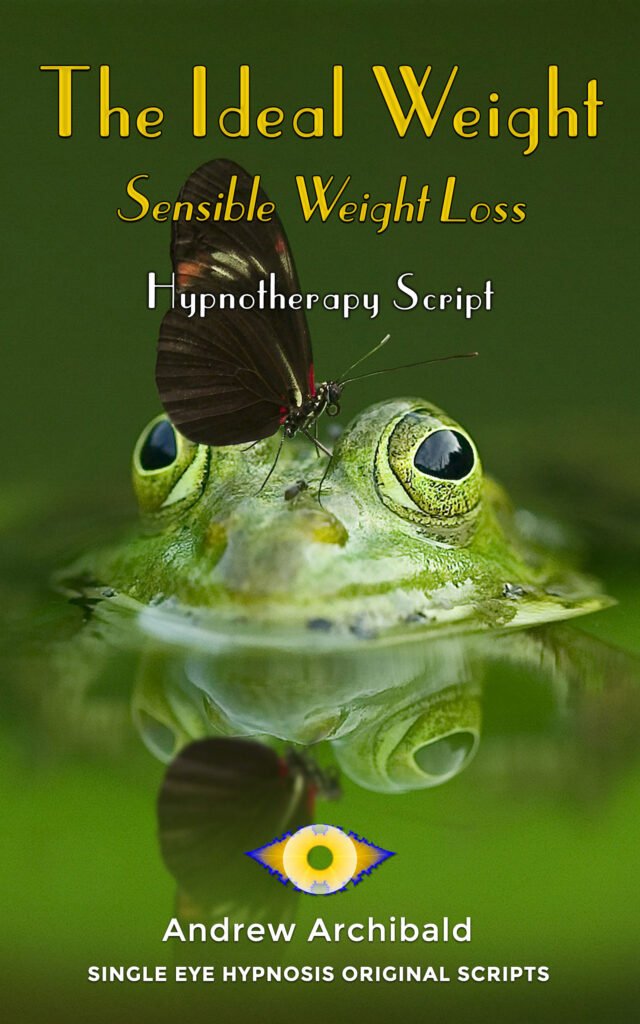 Cover graphic for hypnotherapy script on losing weight enjoyably.