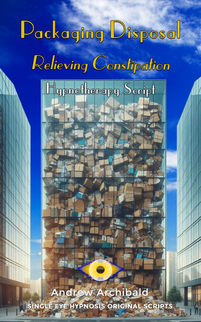 Cover graphic for hypnotherapy script on constipation relief.